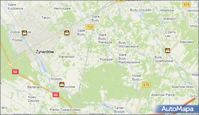 mapa Podlasie gmina Radziejowice, Podlasie gmina Radziejowice na mapie Targeo