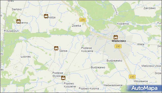 mapa Podlesie Kościelne, Podlesie Kościelne na mapie Targeo