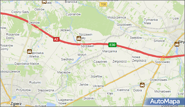 mapa Podole gmina Zgierz, Podole gmina Zgierz na mapie Targeo