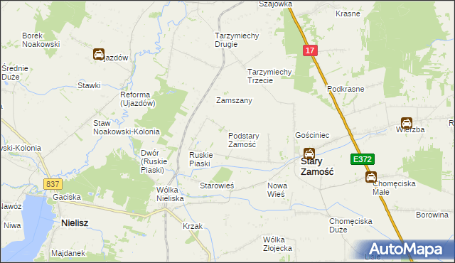 mapa Podstary Zamość, Podstary Zamość na mapie Targeo