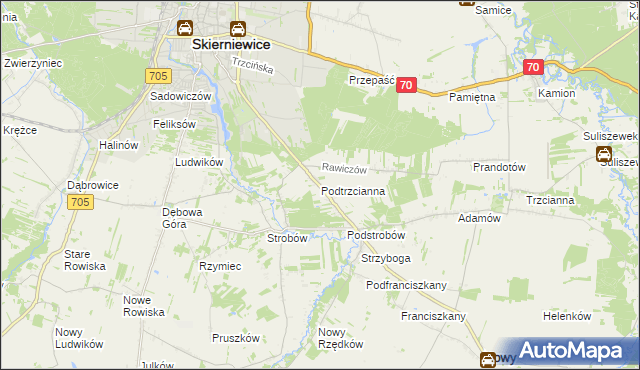 mapa Podtrzcianna, Podtrzcianna na mapie Targeo