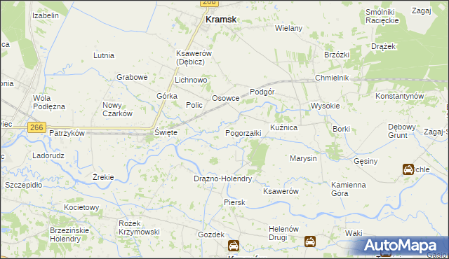 mapa Pogorzałki gmina Kramsk, Pogorzałki gmina Kramsk na mapie Targeo