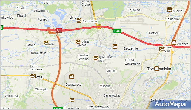 mapa Pogwizdów Nowy, Pogwizdów Nowy na mapie Targeo