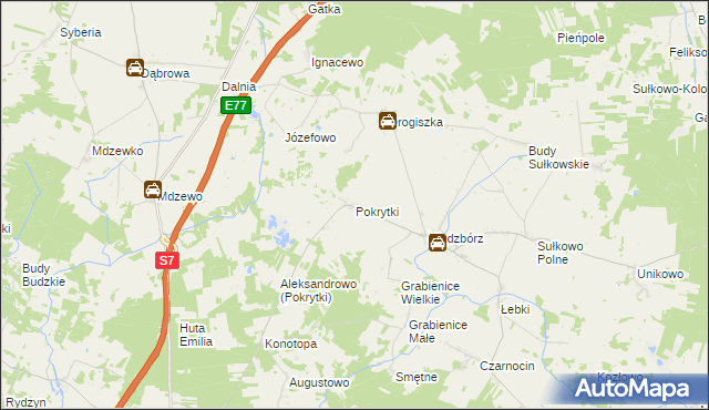 mapa Pokrytki, Pokrytki na mapie Targeo