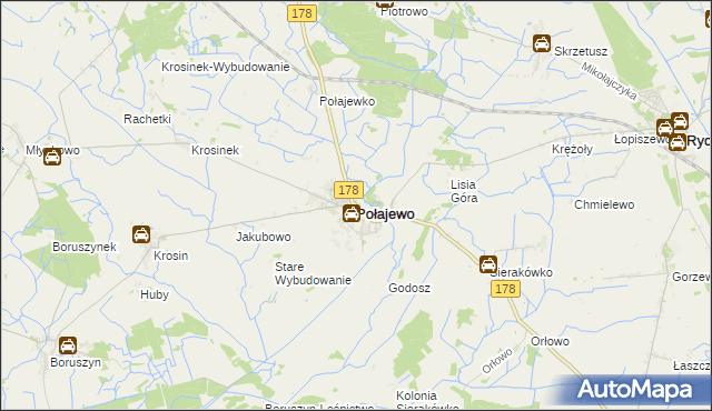 mapa Połajewo powiat czarnkowsko-trzcianecki, Połajewo powiat czarnkowsko-trzcianecki na mapie Targeo