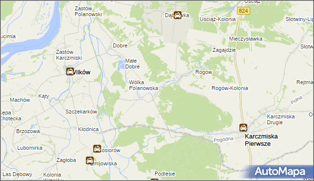 mapa Polanówka gmina Wilków, Polanówka gmina Wilków na mapie Targeo