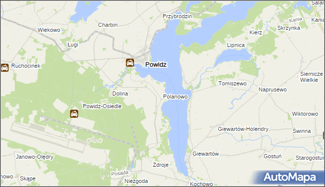 mapa Polanowo gmina Powidz, Polanowo gmina Powidz na mapie Targeo