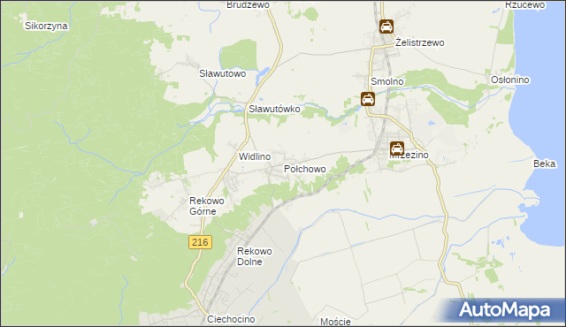 mapa Połchowo gmina Puck, Połchowo gmina Puck na mapie Targeo