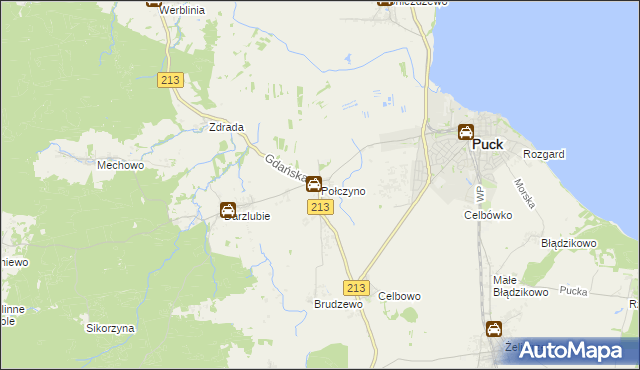 mapa Połczyno gmina Puck, Połczyno gmina Puck na mapie Targeo