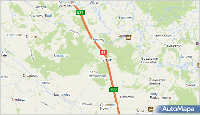 mapa Polesie gmina Baboszewo, Polesie gmina Baboszewo na mapie Targeo