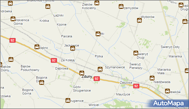 mapa Pólka gmina Zduny, Pólka gmina Zduny na mapie Targeo