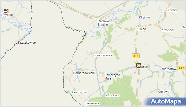 mapa Pomorzowice, Pomorzowice na mapie Targeo