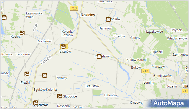 mapa Popielawy gmina Rokiciny, Popielawy gmina Rokiciny na mapie Targeo