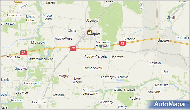 mapa Popień gmina Rogów, Popień gmina Rogów na mapie Targeo