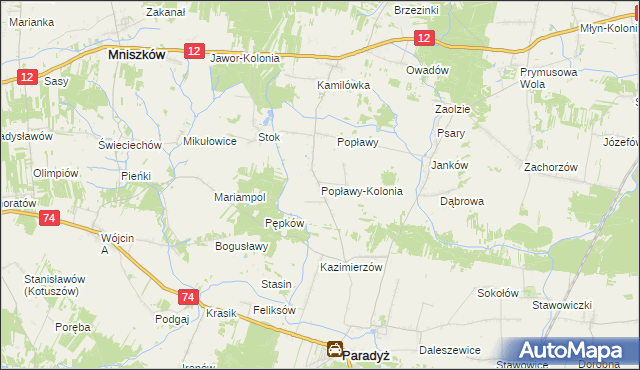 mapa Popławy-Kolonia, Popławy-Kolonia na mapie Targeo