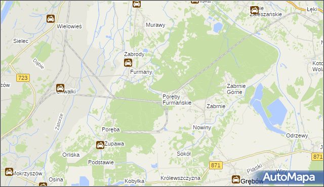 mapa Poręby Furmańskie, Poręby Furmańskie na mapie Targeo