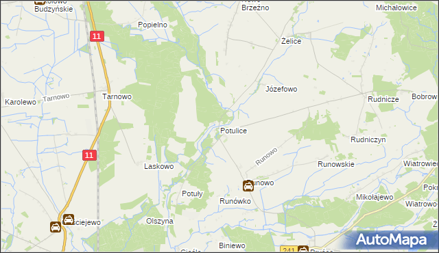 mapa Potulice gmina Wągrowiec, Potulice gmina Wągrowiec na mapie Targeo