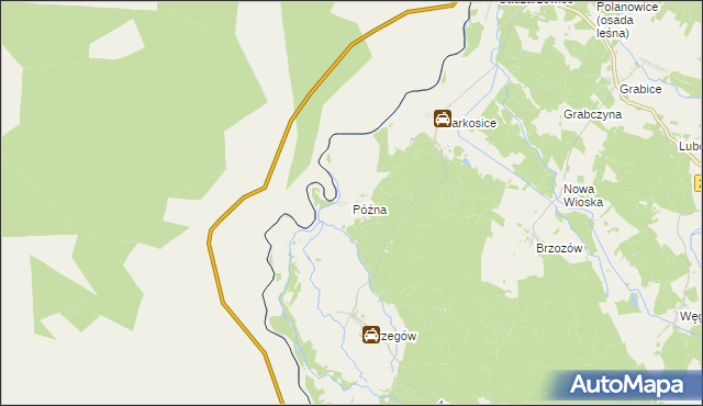 mapa Późna, Późna na mapie Targeo