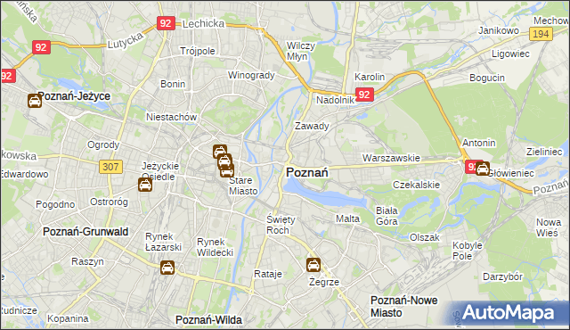 mapa Poznania, Poznań na mapie Targeo