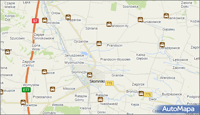 mapa Prandocin-Wysiołek, Prandocin-Wysiołek na mapie Targeo