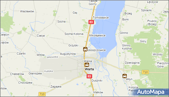 mapa Proboszczowice gmina Warta, Proboszczowice gmina Warta na mapie Targeo