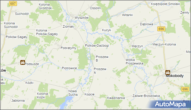 mapa Proszew B, Proszew B na mapie Targeo