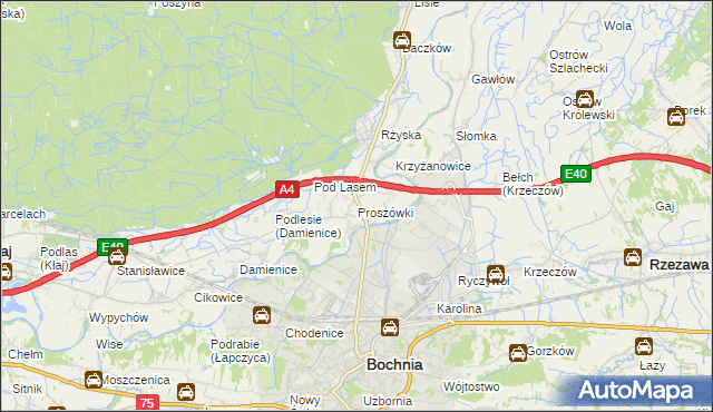 mapa Proszówki, Proszówki na mapie Targeo