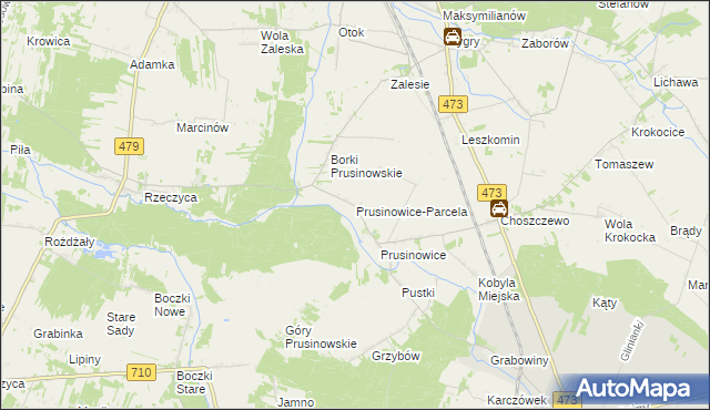 mapa Prusinowice-Parcela, Prusinowice-Parcela na mapie Targeo