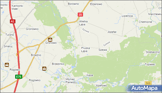 mapa Pruska Łąka, Pruska Łąka na mapie Targeo