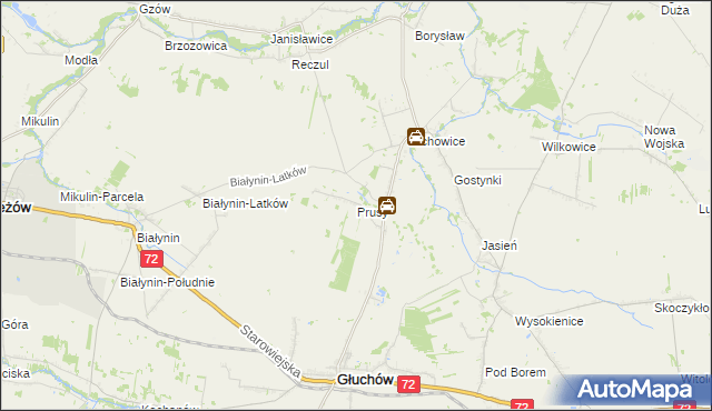 mapa Prusy gmina Głuchów, Prusy gmina Głuchów na mapie Targeo