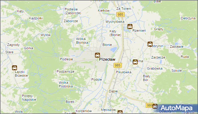 mapa Przecław powiat mielecki, Przecław powiat mielecki na mapie Targeo