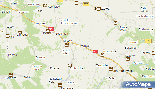 mapa Przeginia, Przeginia na mapie Targeo