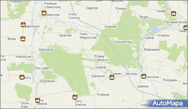 mapa Przełaj Czepiecki, Przełaj Czepiecki na mapie Targeo