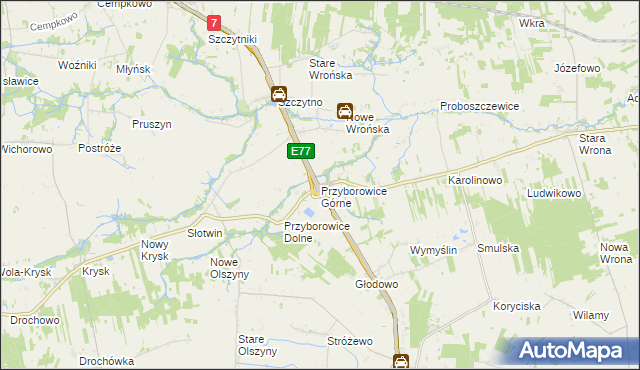 mapa Przyborowice Górne, Przyborowice Górne na mapie Targeo