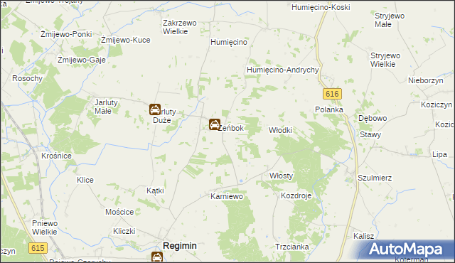 mapa Przybyszewo gmina Regimin, Przybyszewo gmina Regimin na mapie Targeo