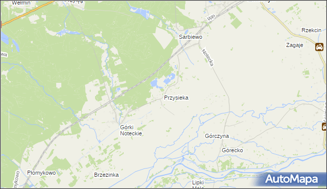 mapa Przysieka gmina Zwierzyn, Przysieka gmina Zwierzyn na mapie Targeo