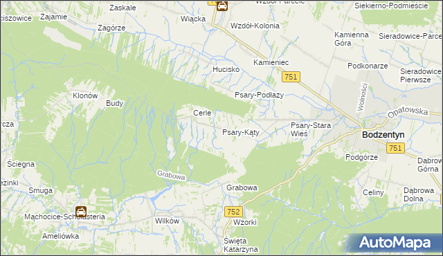 mapa Psary-Kąty, Psary-Kąty na mapie Targeo