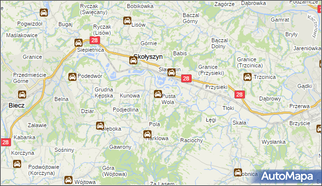 mapa Pusta Wola, Pusta Wola na mapie Targeo