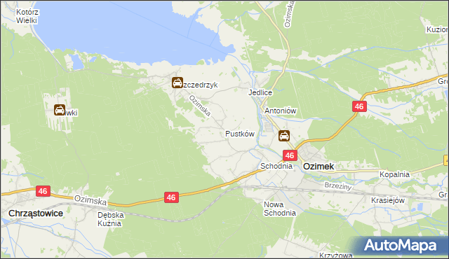 mapa Pustków gmina Ozimek, Pustków gmina Ozimek na mapie Targeo