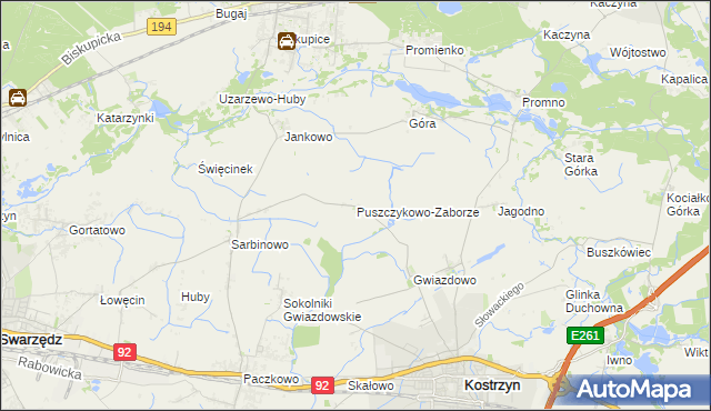 mapa Puszczykowo-Zaborze, Puszczykowo-Zaborze na mapie Targeo