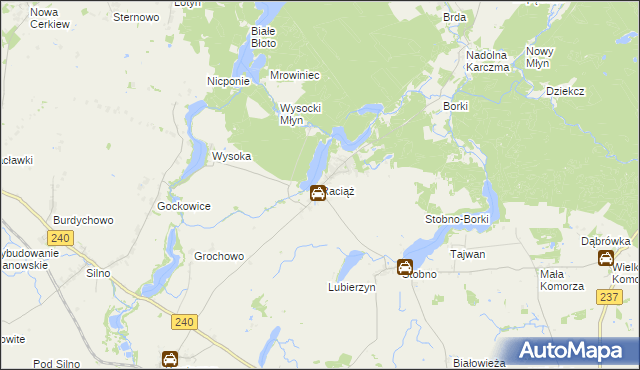 mapa Raciąż gmina Tuchola, Raciąż gmina Tuchola na mapie Targeo