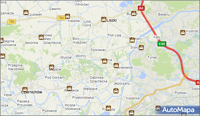 mapa Rączna, Rączna na mapie Targeo