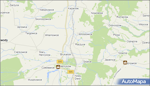 mapa Raczyce gmina Ziębice, Raczyce gmina Ziębice na mapie Targeo