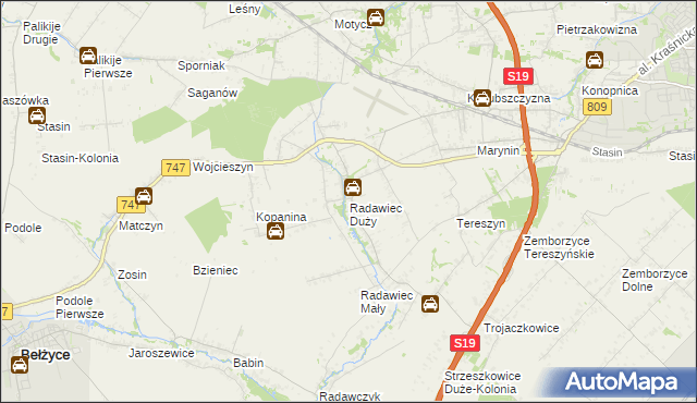 mapa Radawiec Duży, Radawiec Duży na mapie Targeo