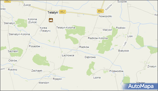 mapa Radków gmina Telatyn, Radków gmina Telatyn na mapie Targeo