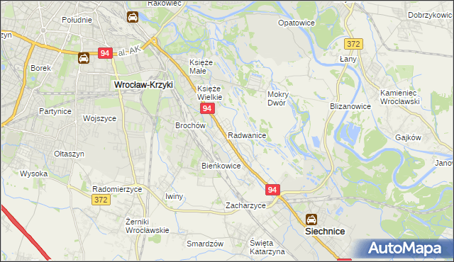 mapa Radwanice gmina Siechnice, Radwanice gmina Siechnice na mapie Targeo