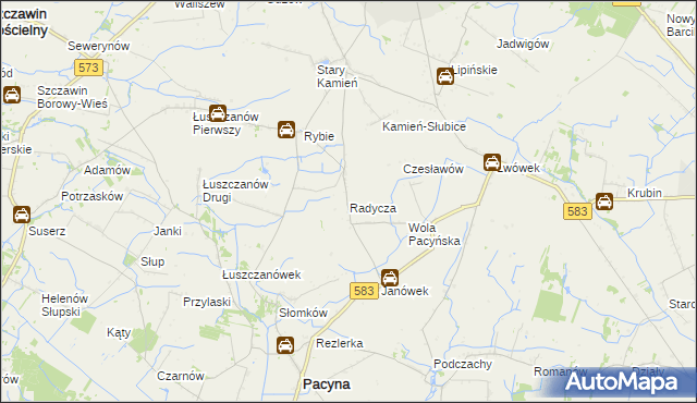 mapa Radycza, Radycza na mapie Targeo