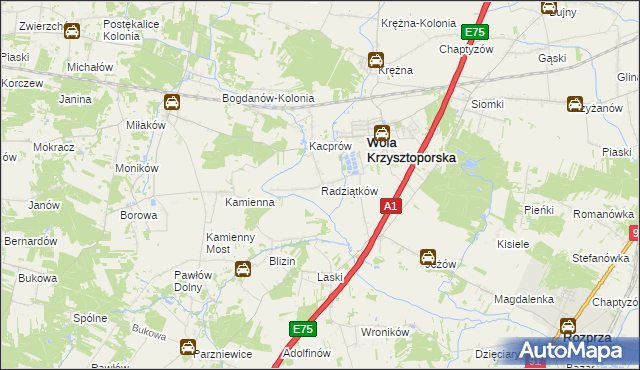 mapa Radziątków, Radziątków na mapie Targeo