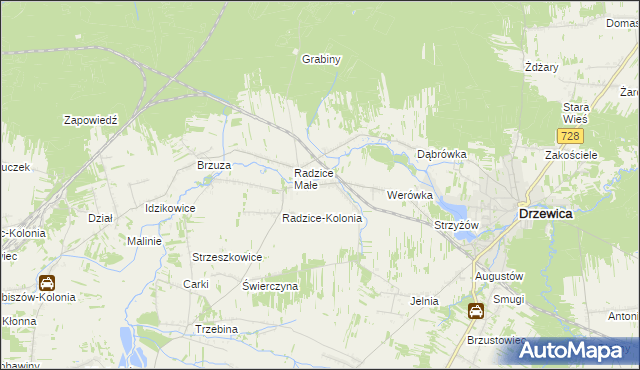 mapa Radzice Duże, Radzice Duże na mapie Targeo