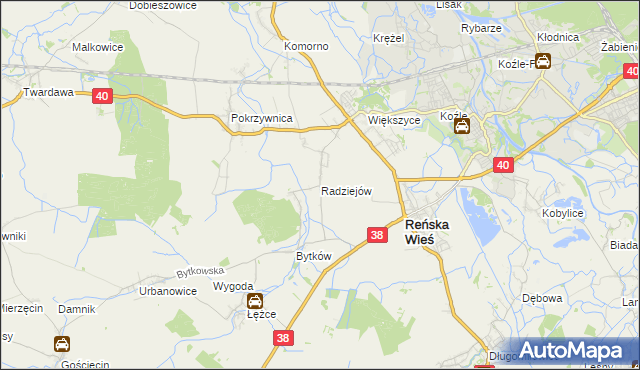 mapa Radziejów gmina Reńska Wieś, Radziejów gmina Reńska Wieś na mapie Targeo